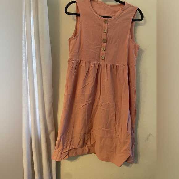 Casual Blush Buttoned Dress - Picture 3 of 4